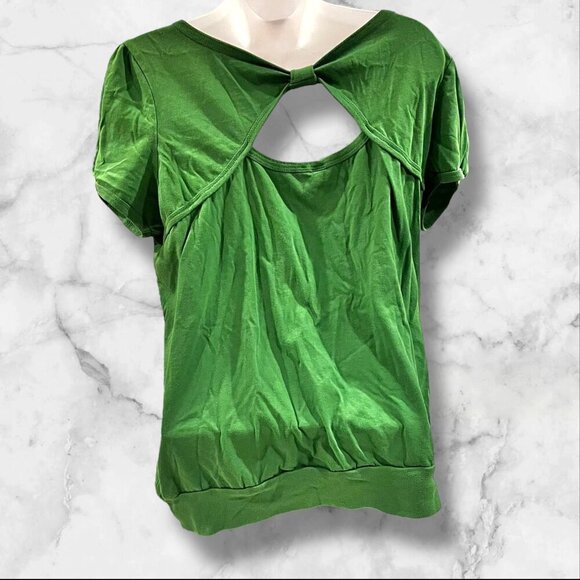 Beverly Hills Polo Club Green Women's Top Keyhole Back Short Sleeve Size 1X - Picture 2 of 14